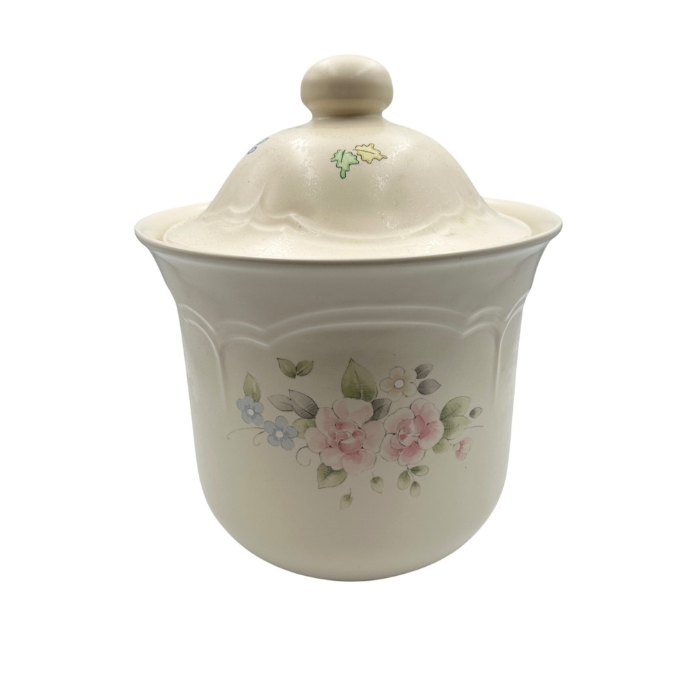 Vintage Pfaltzgraff Tea Rose Dragonfly Cookie‎ Jar Canister Cottagecore Large